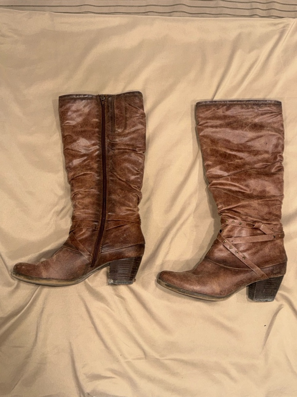 Rocky Brown Leather Mid-Calf Heeled Boots